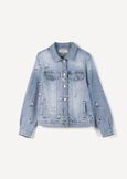 Grey denim jacket applications DENIM MEDIUM DENIM Woman image number 6