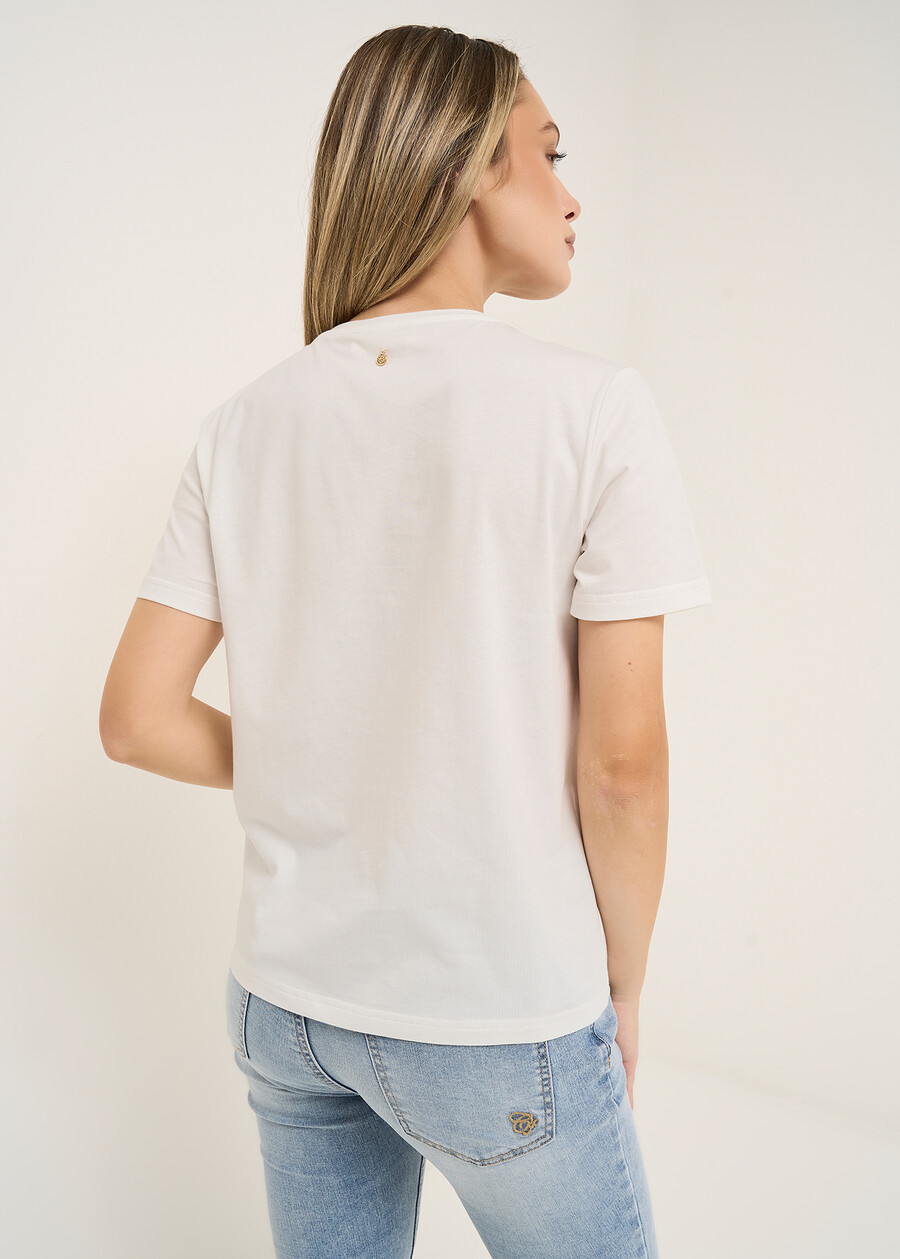 Saimon crochet pocket T-shirt BIANCO WHITE Woman , image number 3