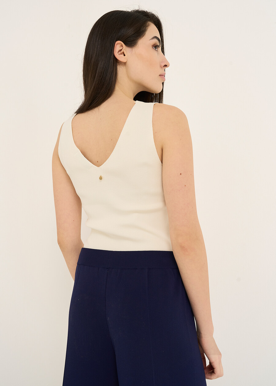 Tary V-neck knit top BEIGE LATTE Woman , image number 3