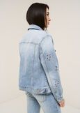 Grey denim jacket applications DENIM MEDIUM DENIM Woman image number 4
