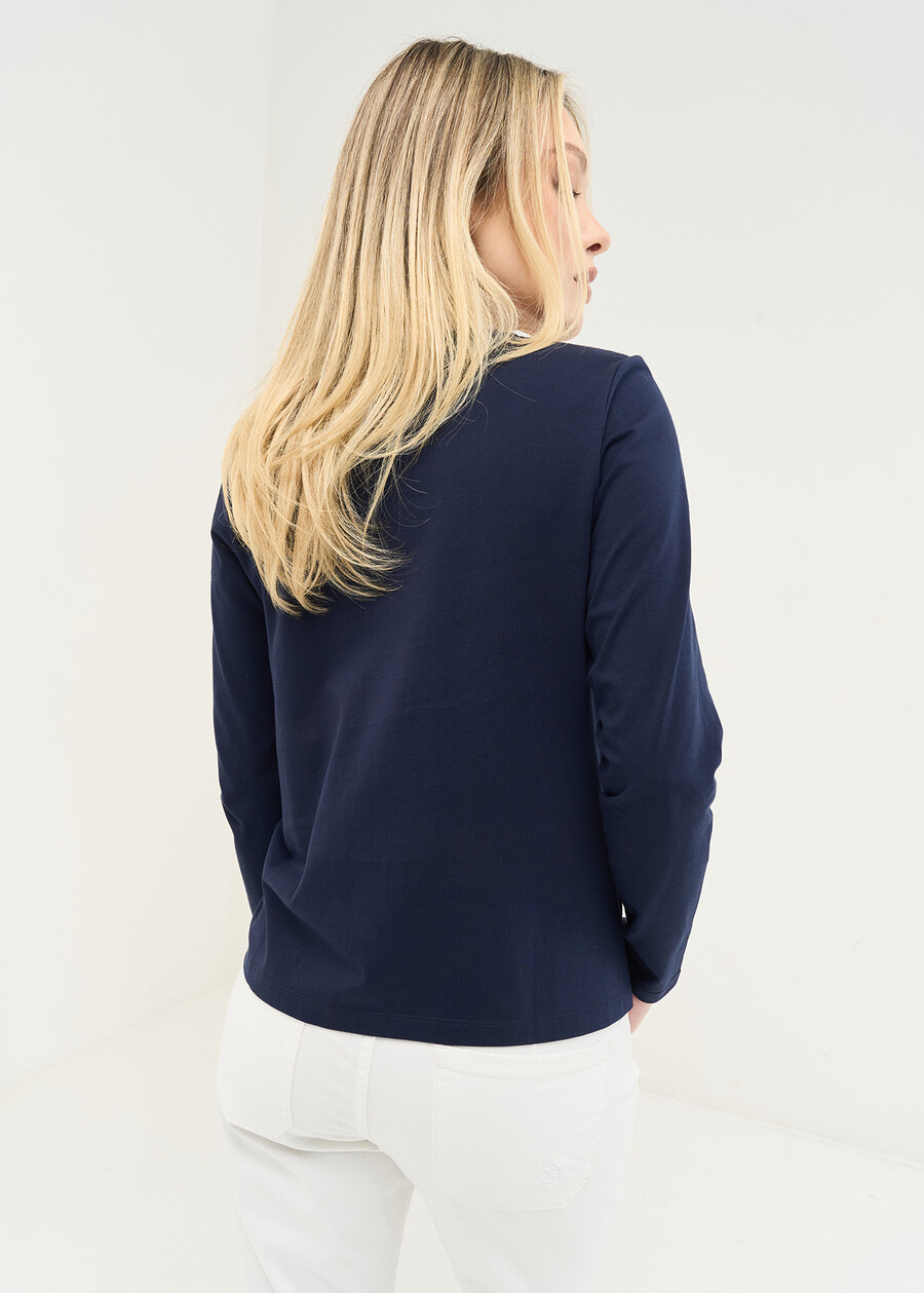 Sam perforated cotton T-shirt BLU Woman , image number 3