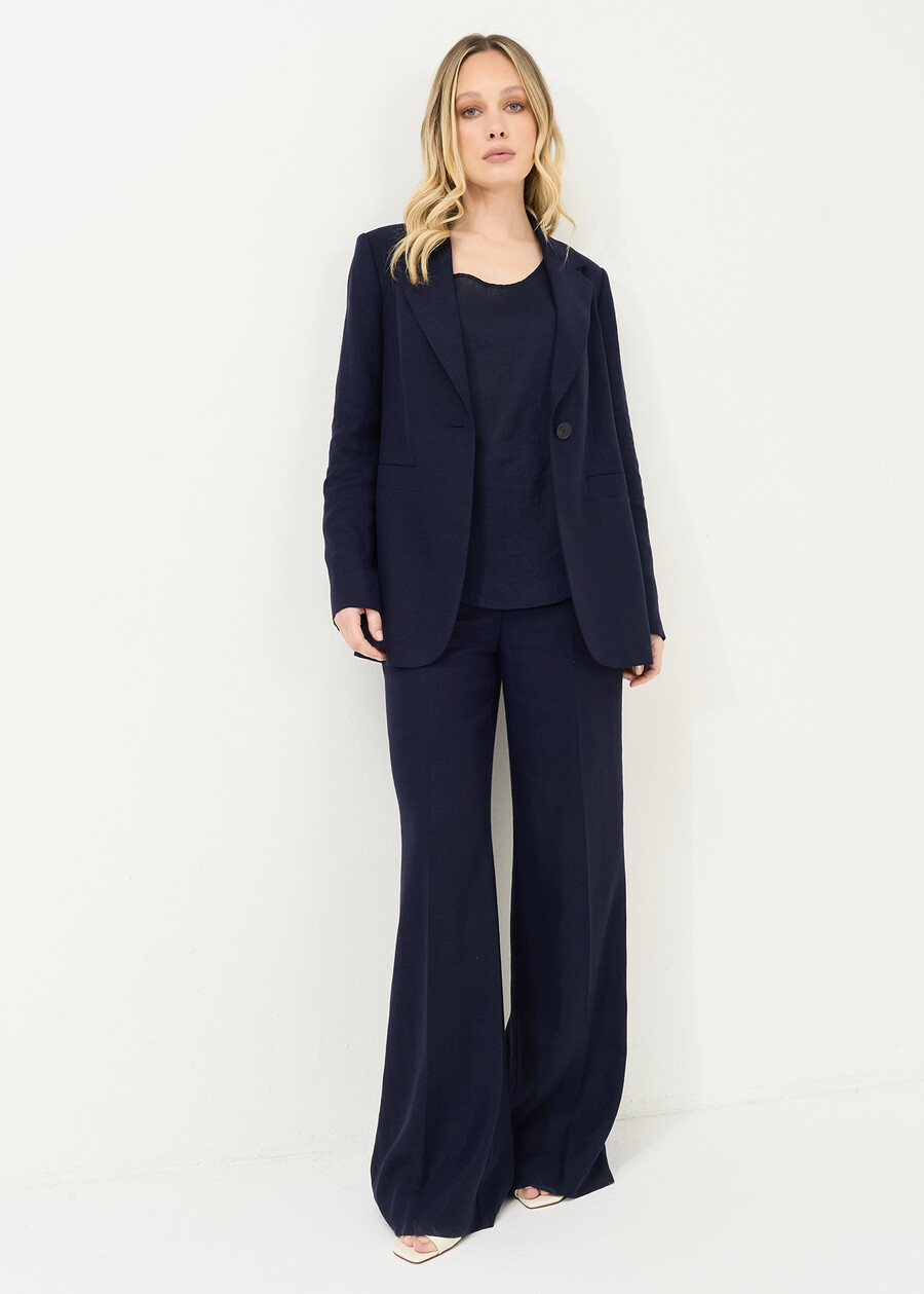 Paky linen blend trousers MARRONEMABKSBLU Woman , image number 1