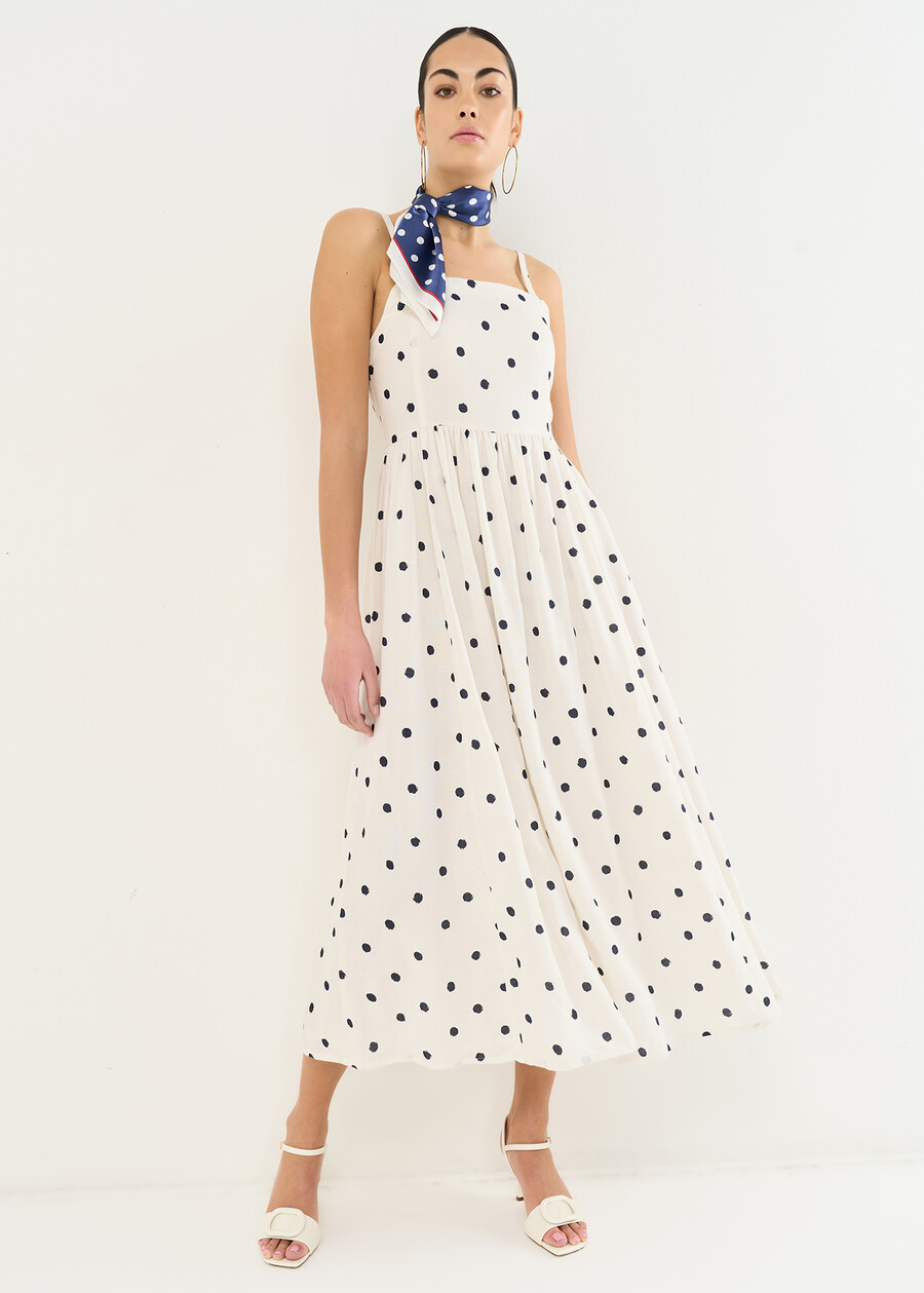 Arthur polka dot dress in linen blend BIANCO WHITE Woman , image number 1