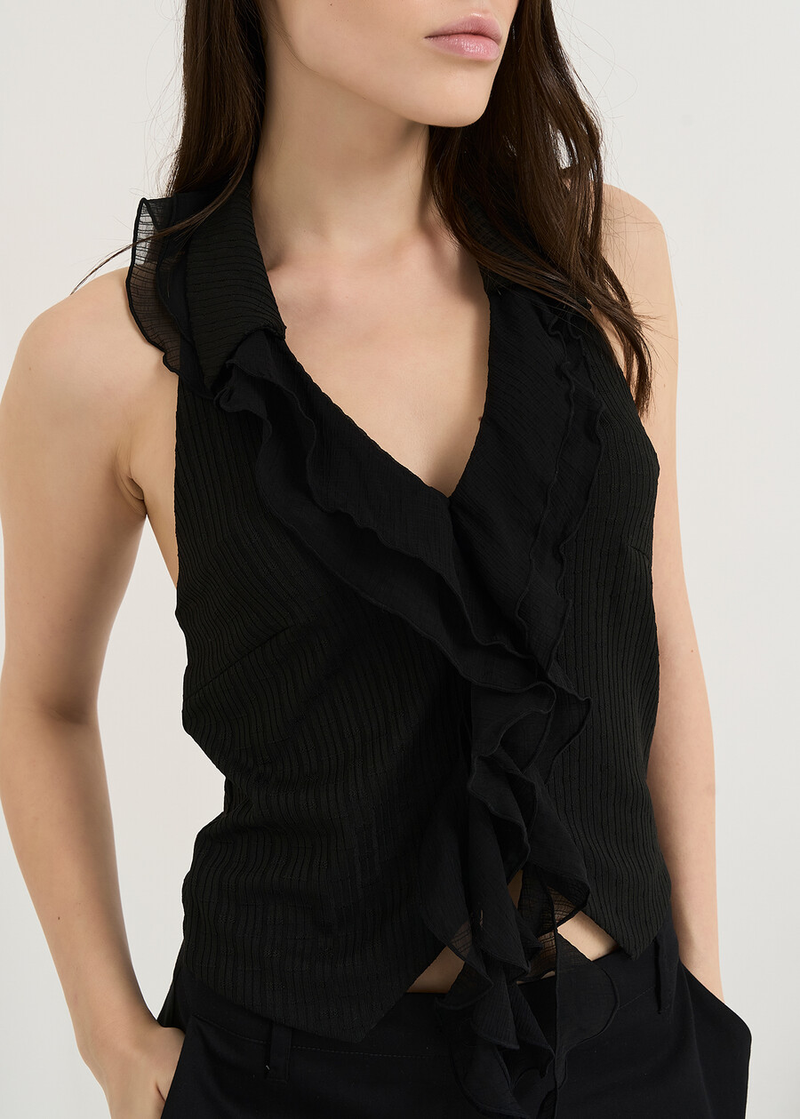 Tind halter neck top NERO BLACK Woman , image number 2